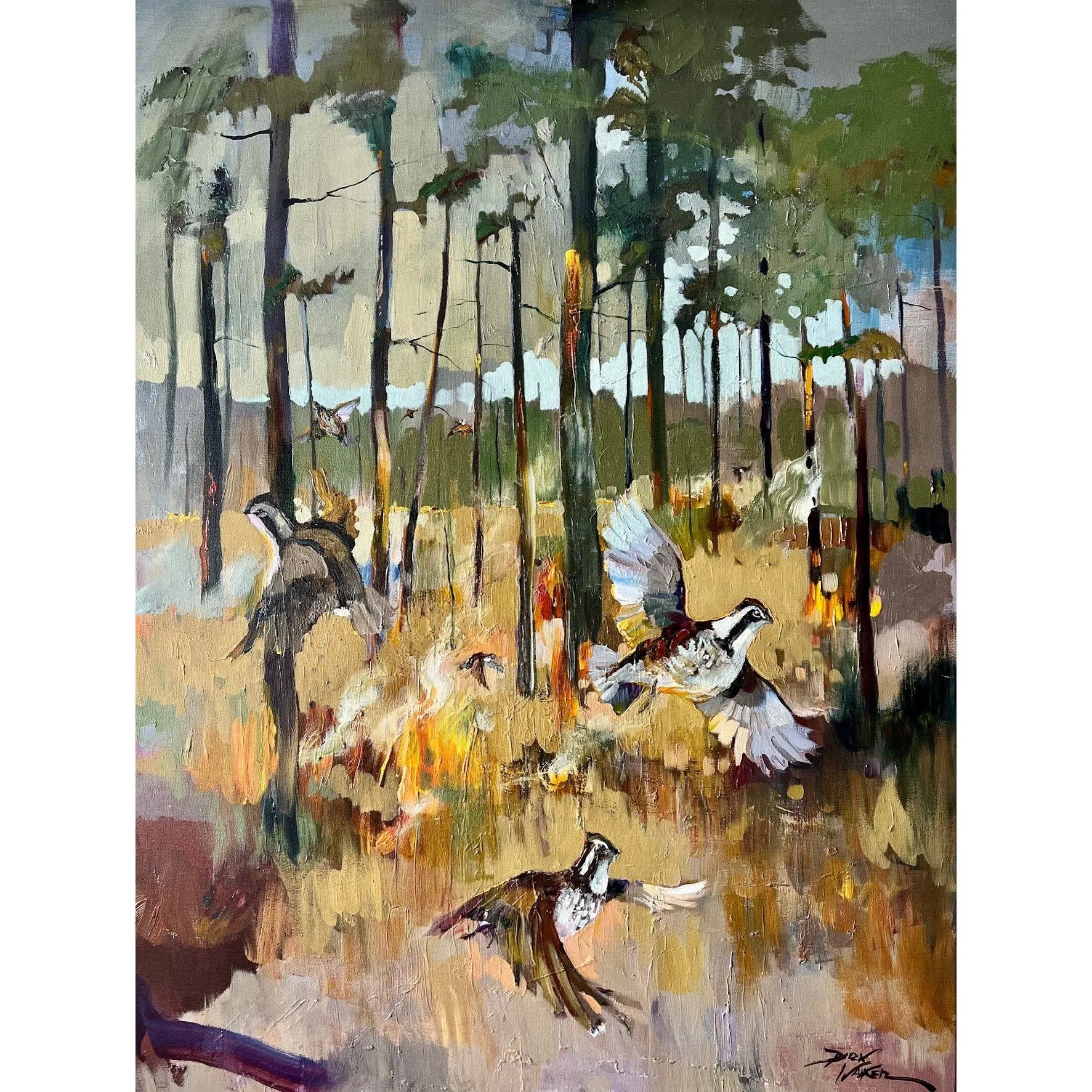 "Burning the Fields-Quail Habitat"  Painting by Dirk Walker