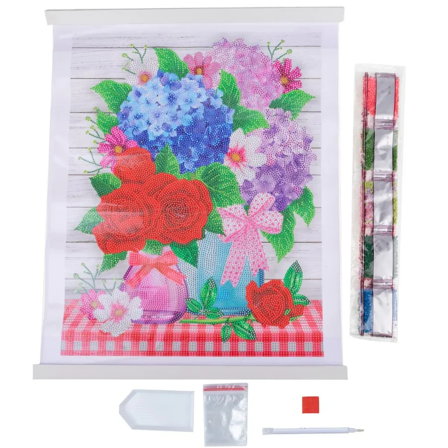 "Flower Jars" Crystal Art Scroll Kit