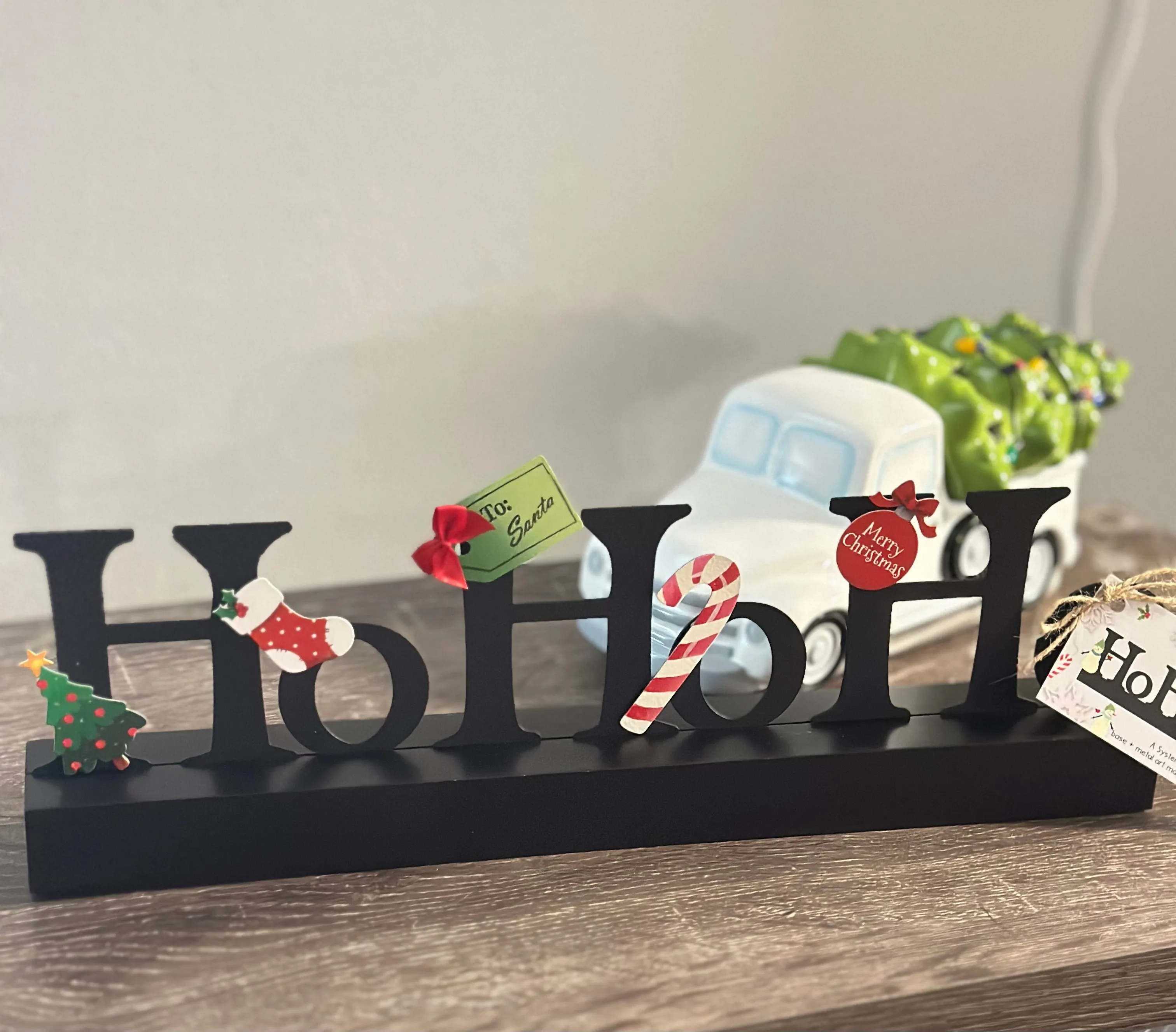 "HoHoHo" Magnetic Word w/ Wood Base