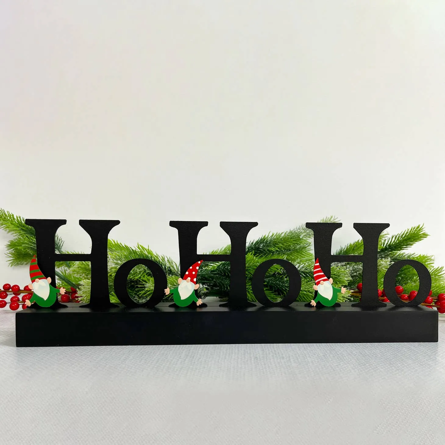 "HoHoHo" Magnetic Word w/ Wood Base