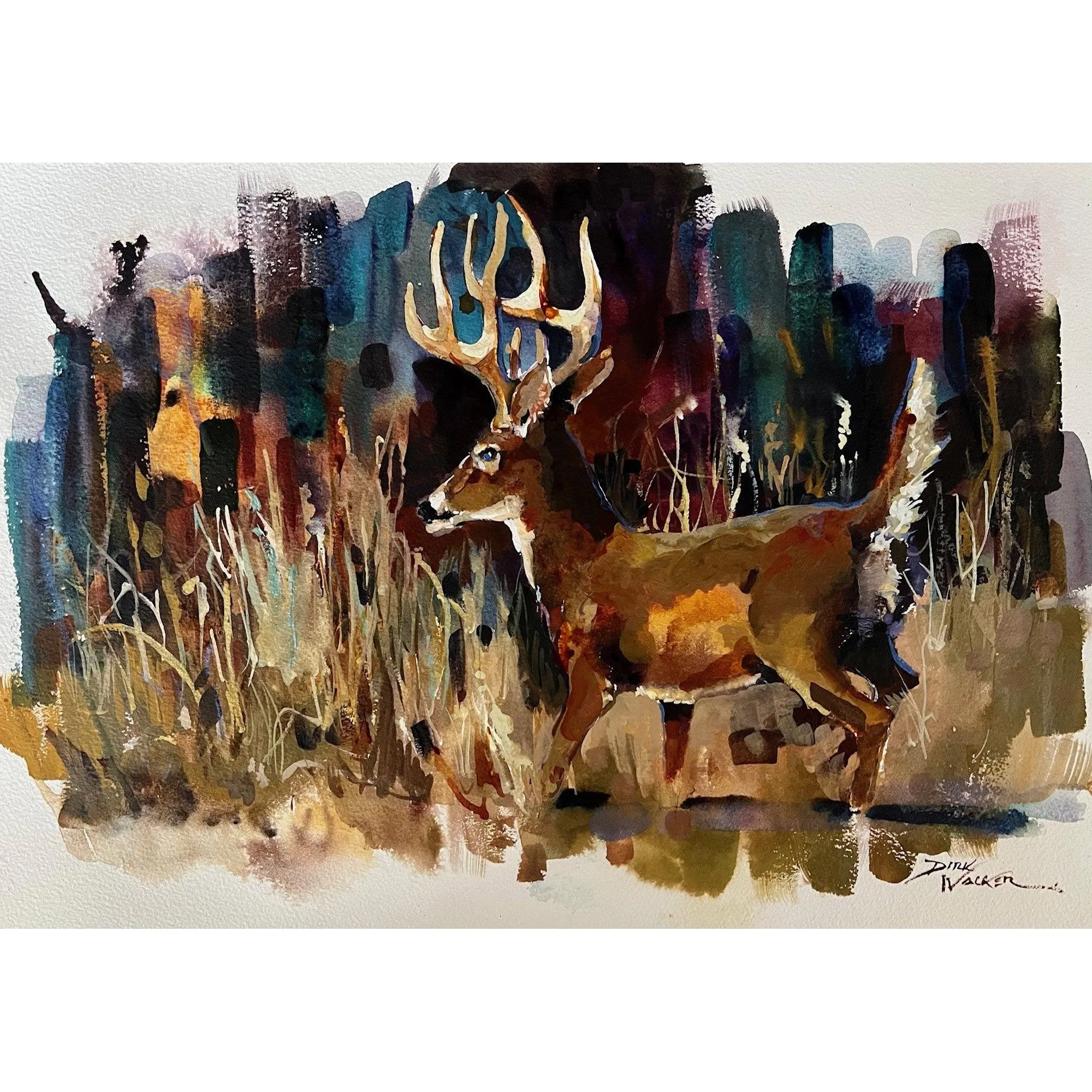 "Startled Buck"  Painting by Dirk Walker