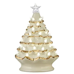 Raz 2022 Holiday In Provence 8" W/ Timer Vintage White & Gold Lighted Tree