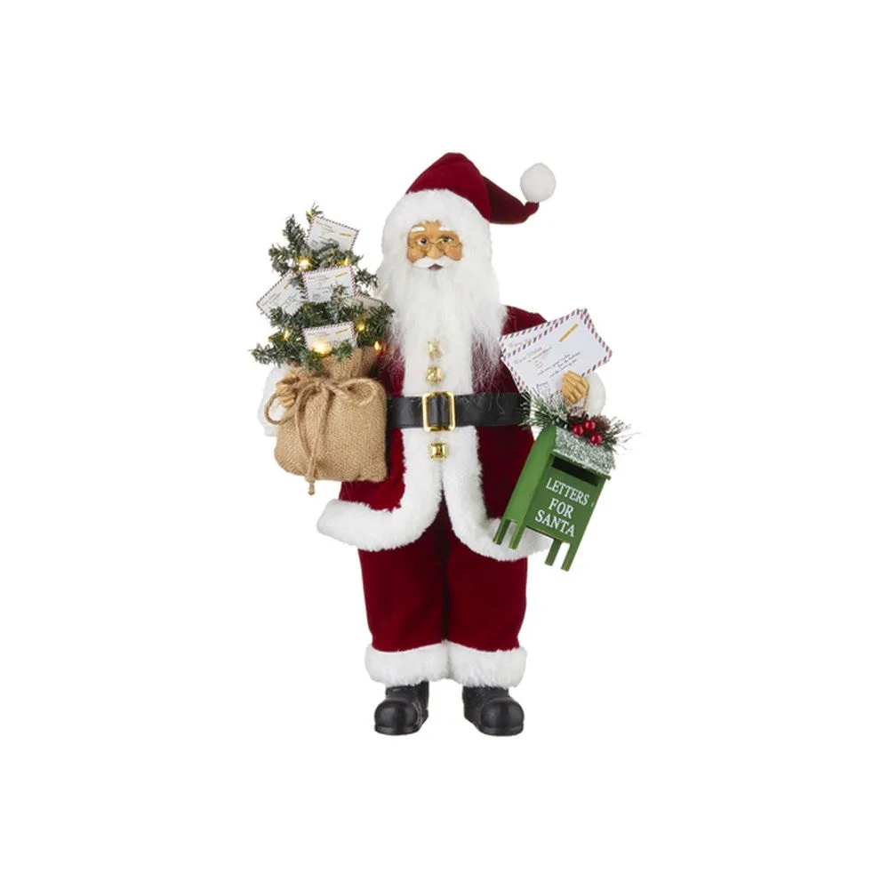 Raz Imports 2021 Dear Santa 18.5" Santa with Mailbox And Lighted Tree Figurine.