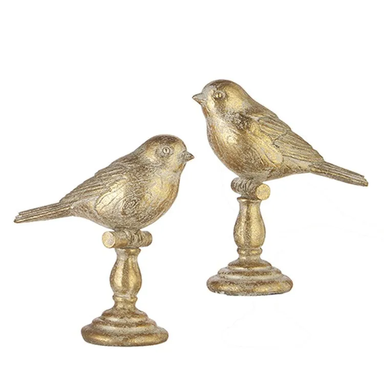 Raz Imports 2022 Holiday In Provence 5" Gold Leaf Bird Finial, Asst Of 2