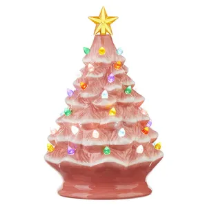 Raz Imports 2022 No Place Like Home 8" W/ Timer Vintage Pink Lighted Tree