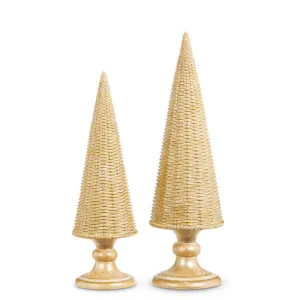 Raz Imports 2023 All Is Calm 18" Basketweave Trees, Set of 2