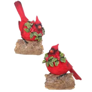 Regency International 5.5-6.5" Resin Cardinal On Log Set Of 2, Assortment