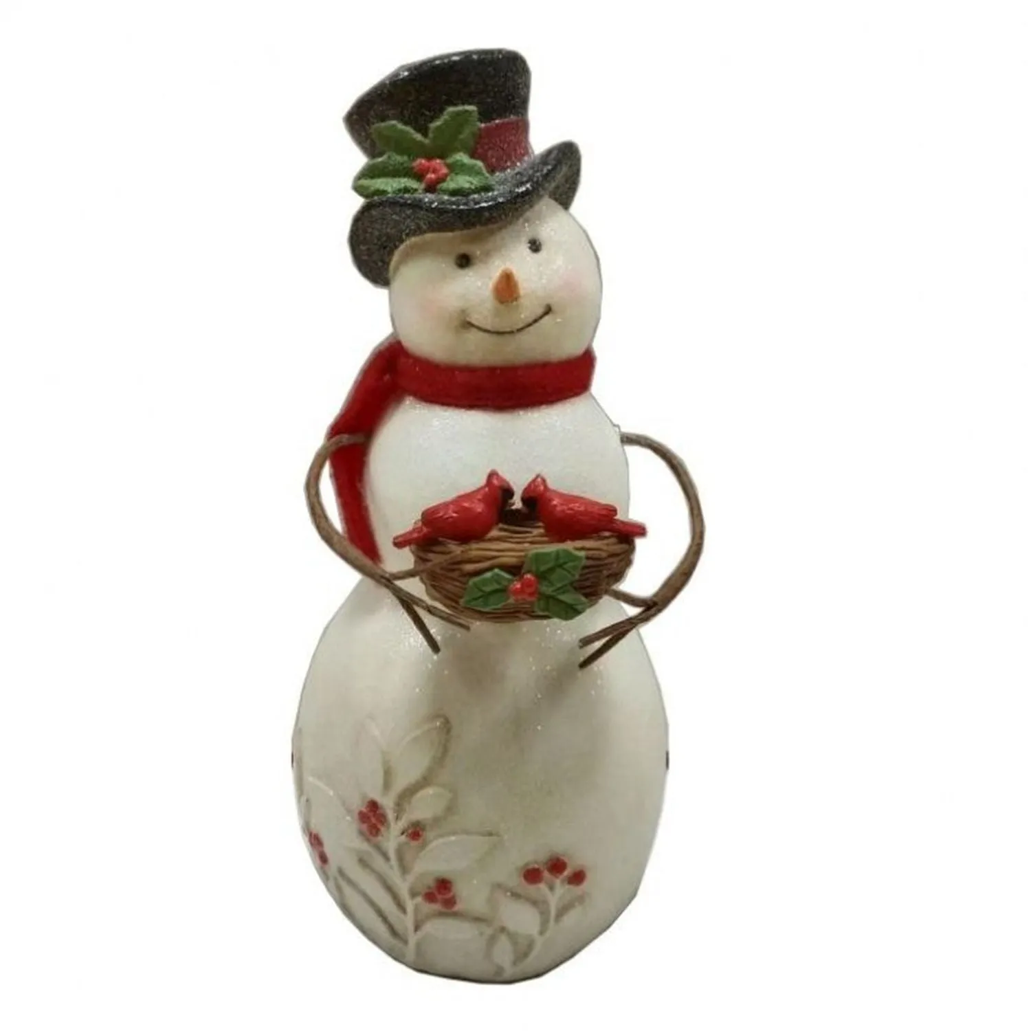 Regency International 9" Prpulp Snowman W/Etched Berry And Crdnl