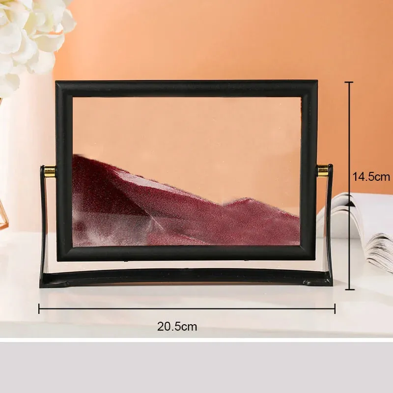 Rotatable Moving Sand Art Picture Square Glass 3D Sandscape in Motion  Hourglass Creative Flowing Sand Home Decor Gifts