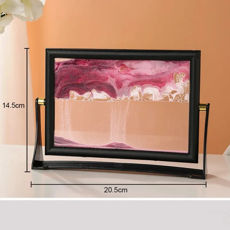 Rotatable Moving Sand Art Picture Square Glass 3D Sandscape in Motion  Hourglass Creative Flowing Sand Home Decor Gifts