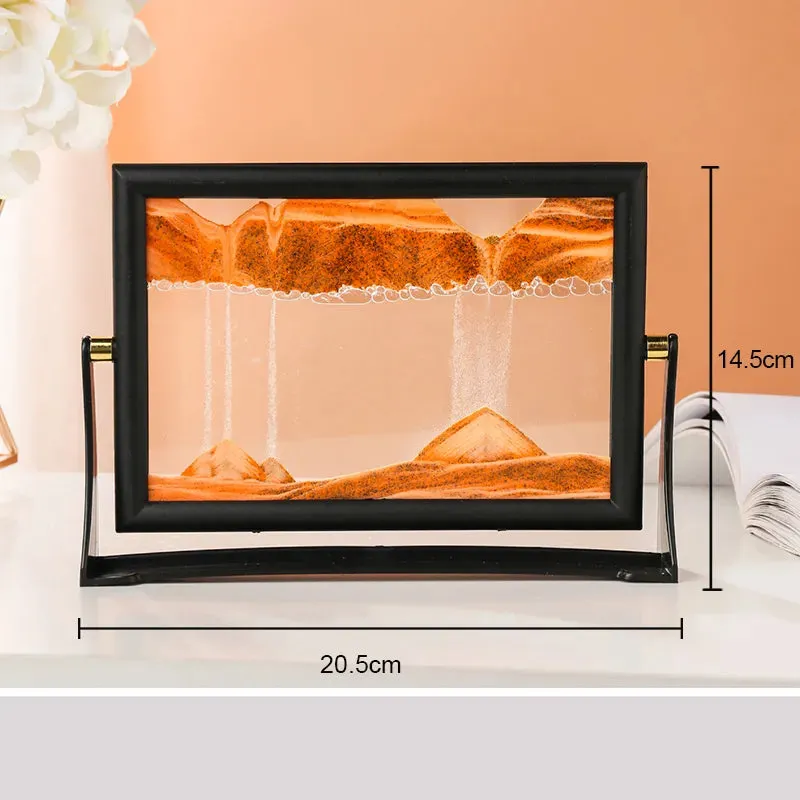 Rotatable Moving Sand Art Picture Square Glass 3D Sandscape in Motion  Hourglass Creative Flowing Sand Home Decor Gifts