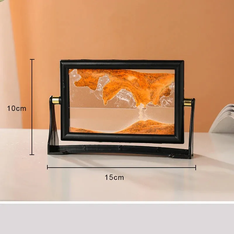 Rotatable Moving Sand Art Picture Square Glass 3D Sandscape in Motion  Hourglass Creative Flowing Sand Home Decor Gifts