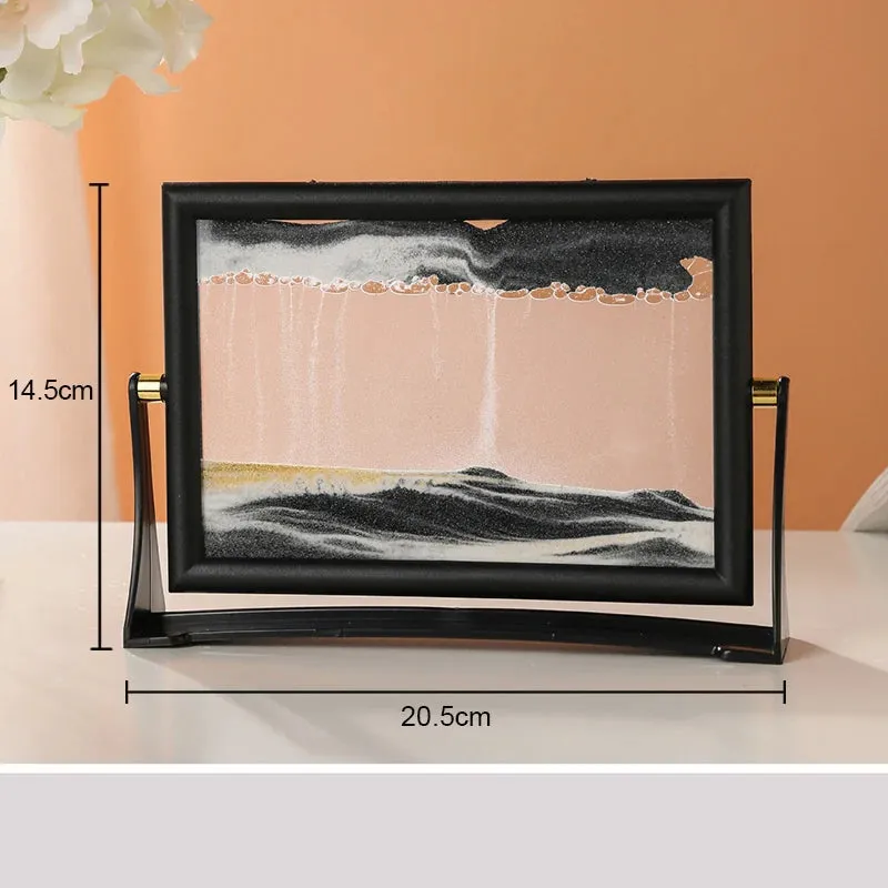 Rotatable Moving Sand Art Picture Square Glass 3D Sandscape in Motion  Hourglass Creative Flowing Sand Home Decor Gifts