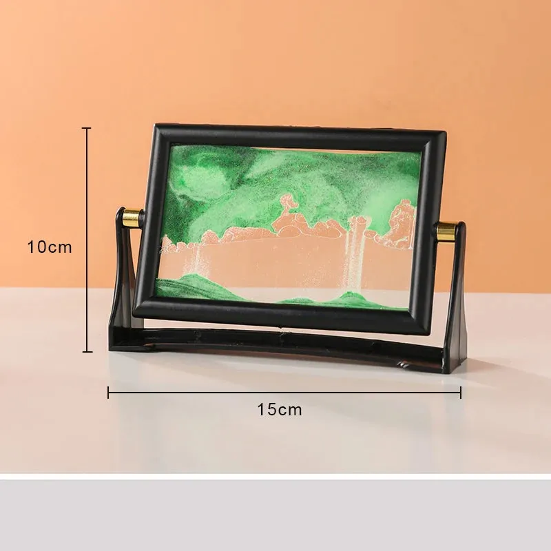 Rotatable Moving Sand Art Picture Square Glass 3D Sandscape in Motion  Hourglass Creative Flowing Sand Home Decor Gifts