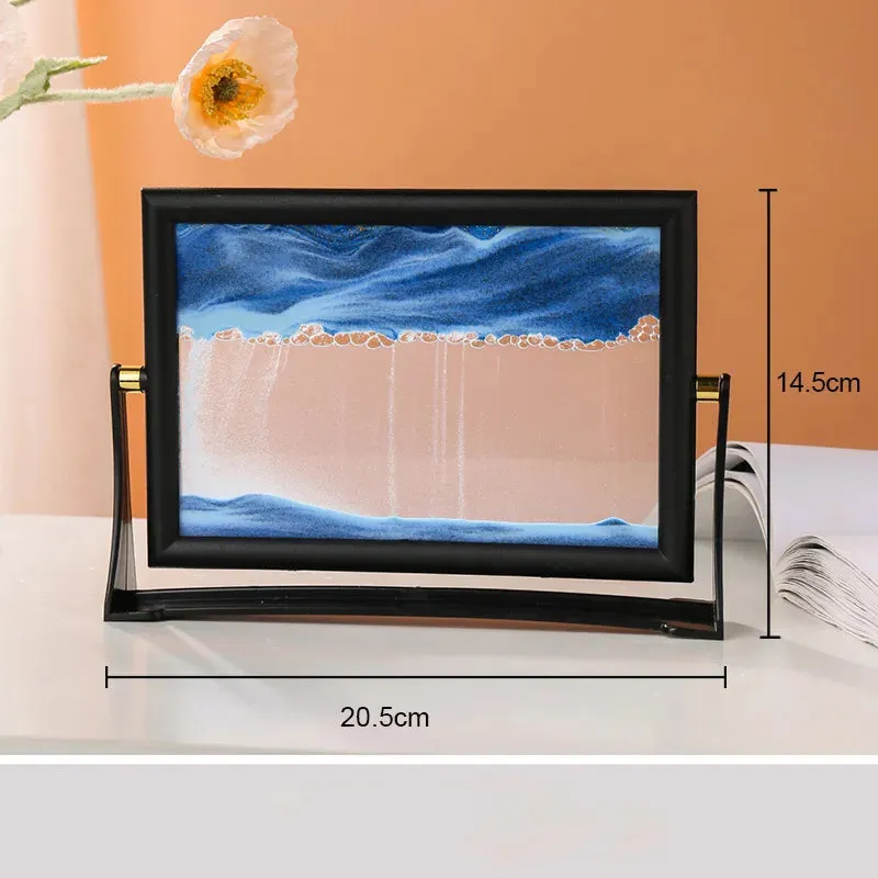 Rotatable Moving Sand Art Picture Square Glass 3D Sandscape in Motion  Hourglass Creative Flowing Sand Home Decor Gifts