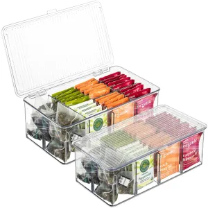 Storage Bins with Dividers & Lids (Set of 2)