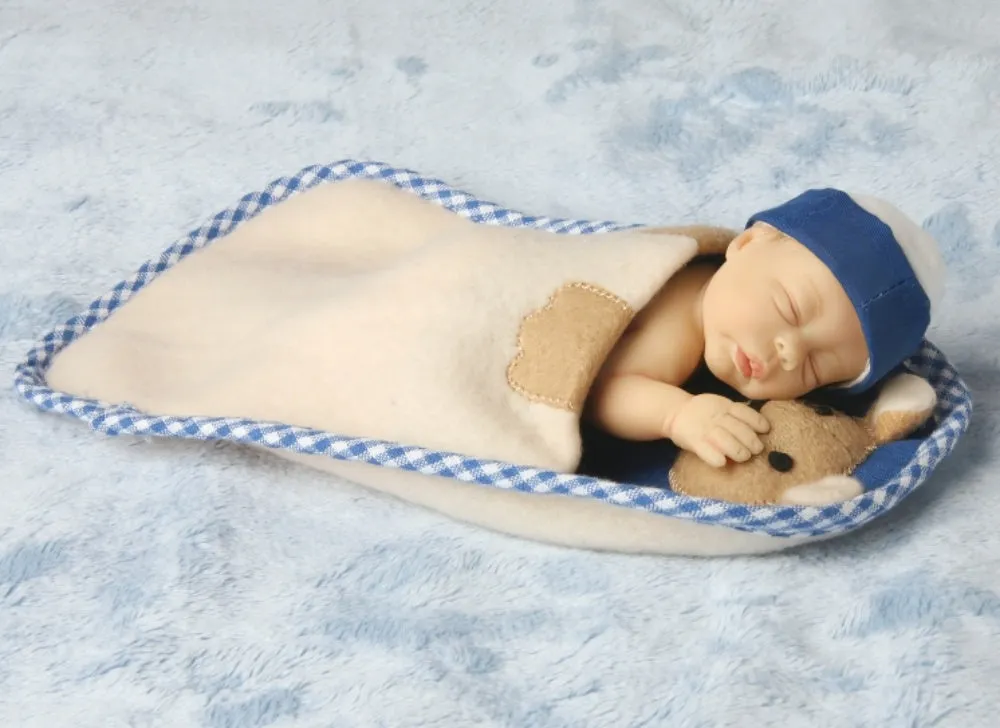 The Ashton-Drake Galleries All Tuckered Out Picture-Perfect® Mini-Babies Issue #9 Realistic Baby Sculpture with Sleeping Bag by Sherry Rawn 4-Inches