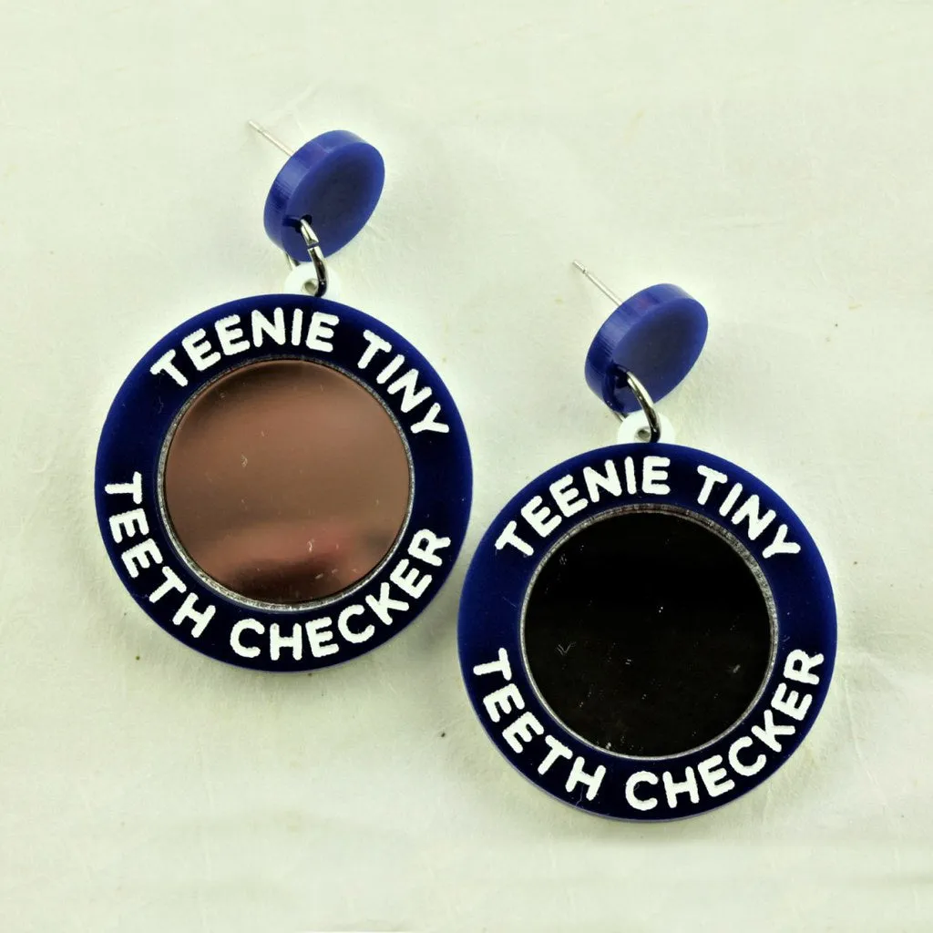 Tiny Teeth Checker Blue Earrings