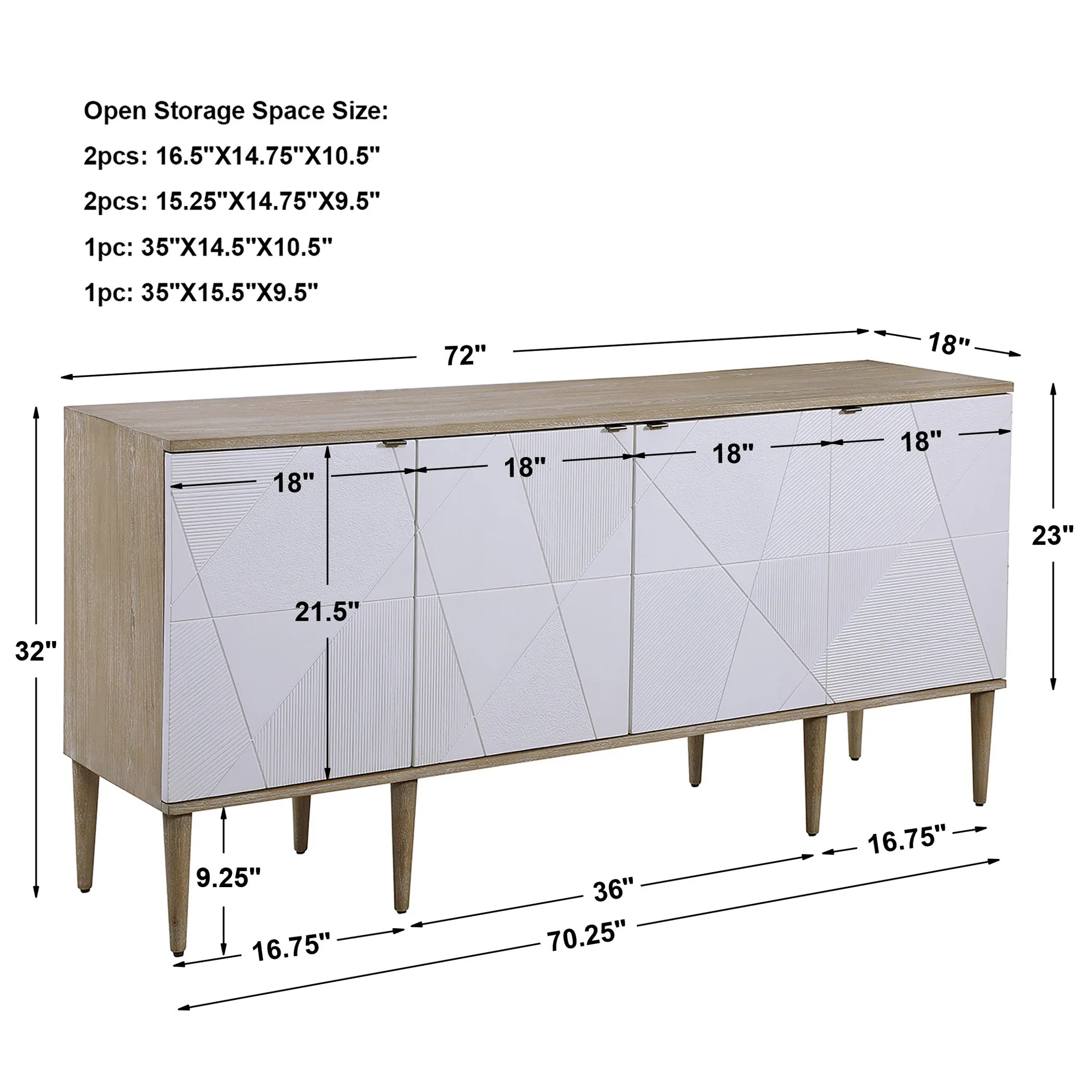 Uttermost Tightrope 4 Door Modern Sideboard Cabinet