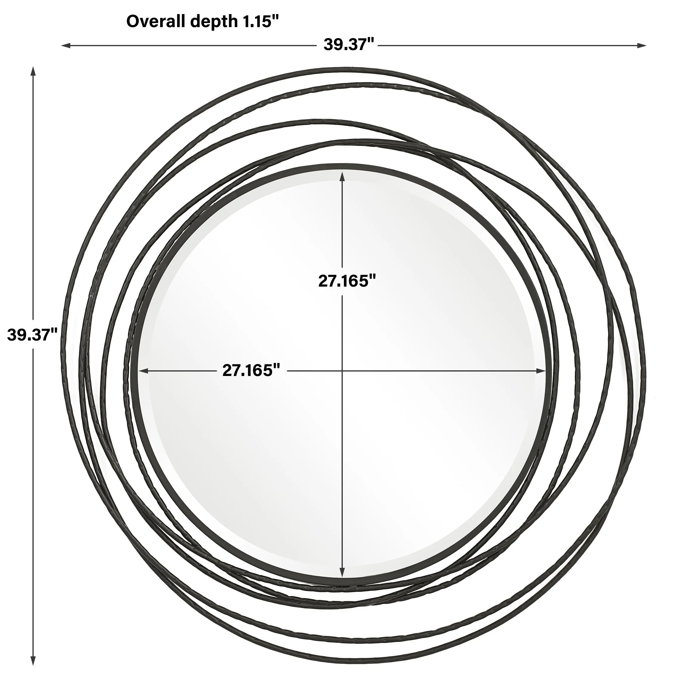 Uttermost Whirlwind Black Round Mirror