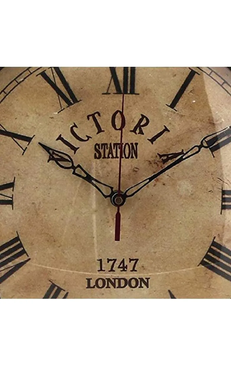 VintCraft 10''Inch Colour Dial Victoria Vintage Antique Colour Dail London Station Double Sided Metal Wall Clock (Silent Movement) (10 inch Colour Dail)