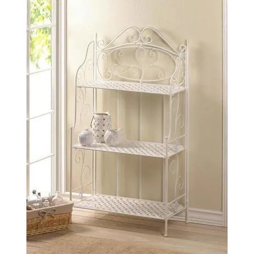 White Basket Weave Bakers Rack