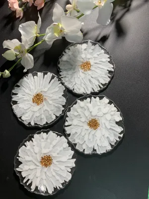 White Floral Coasters