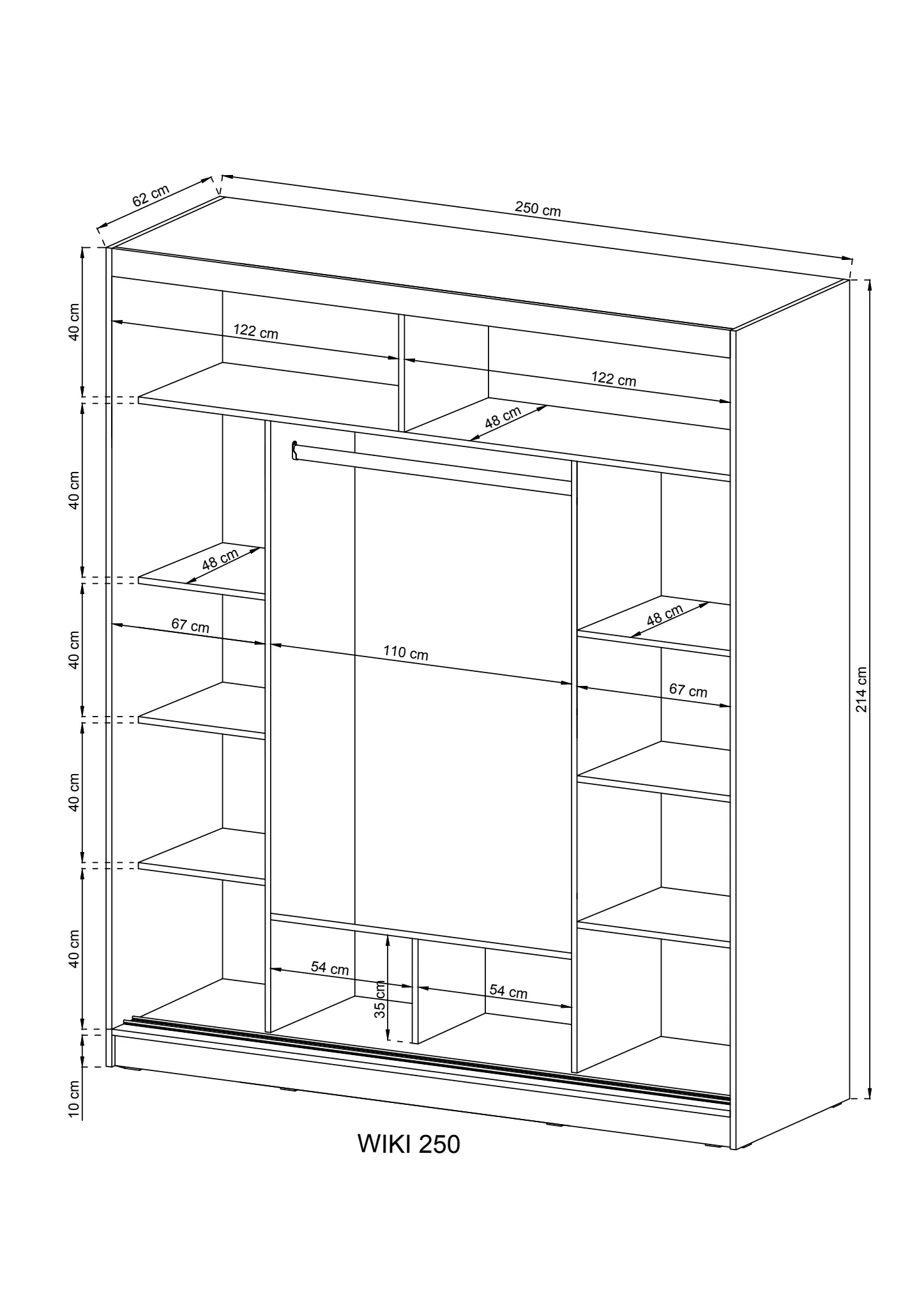 Wiki 250 Sliding Door Wardrobe 250cm