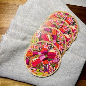 Wild Blooms Wooden Coasters & Napkin Set