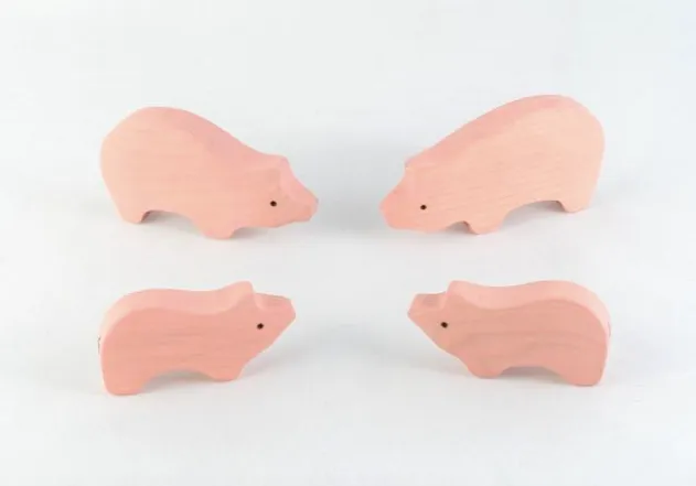 Wooden Pig Figurines Set