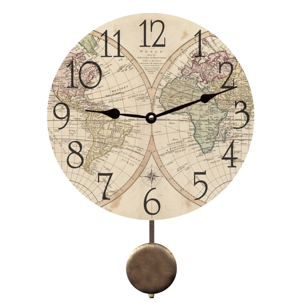 World Map Clock- Antique Map Clock