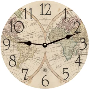 World Map Clock- Antique Map Clock